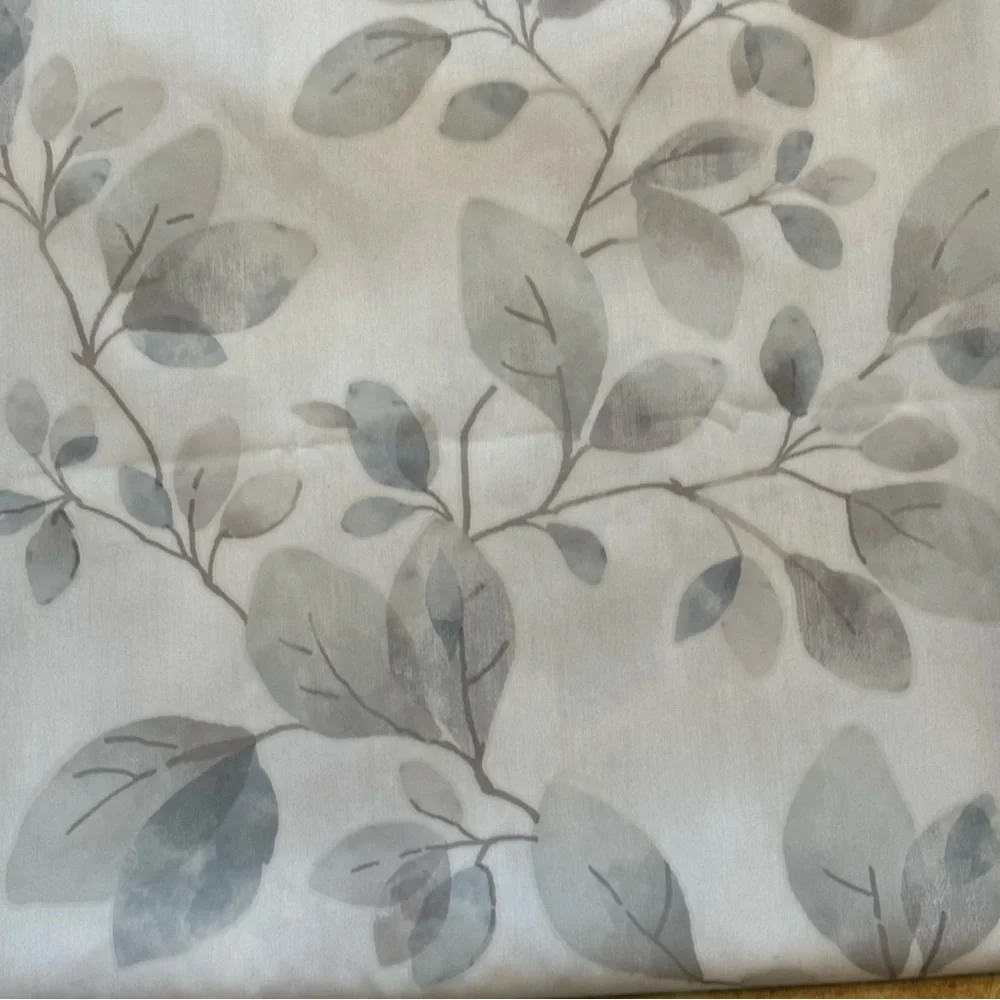 Room & Retreat shower curtain pastel leaf print white & sage green LIKE …